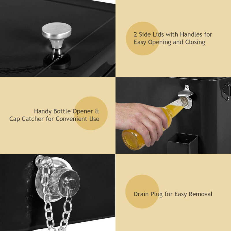 Kylvagn 76L med hjul och flasköppnare för fester och evenemang