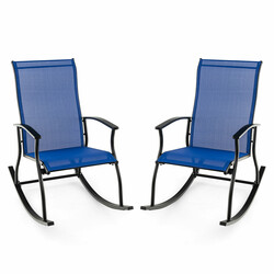 2-pack gungstolar med hög rygg och andningsaktivt tyg för utomhusbruk, blå och svart