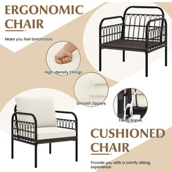 Rattanset för trädgård med glasbord och kuddar - hållbara utemöbler för balkong och terrass