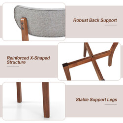 2-pack eleganta och ergonomiska grå matstolar med ryggstöd och gummityä-stomme