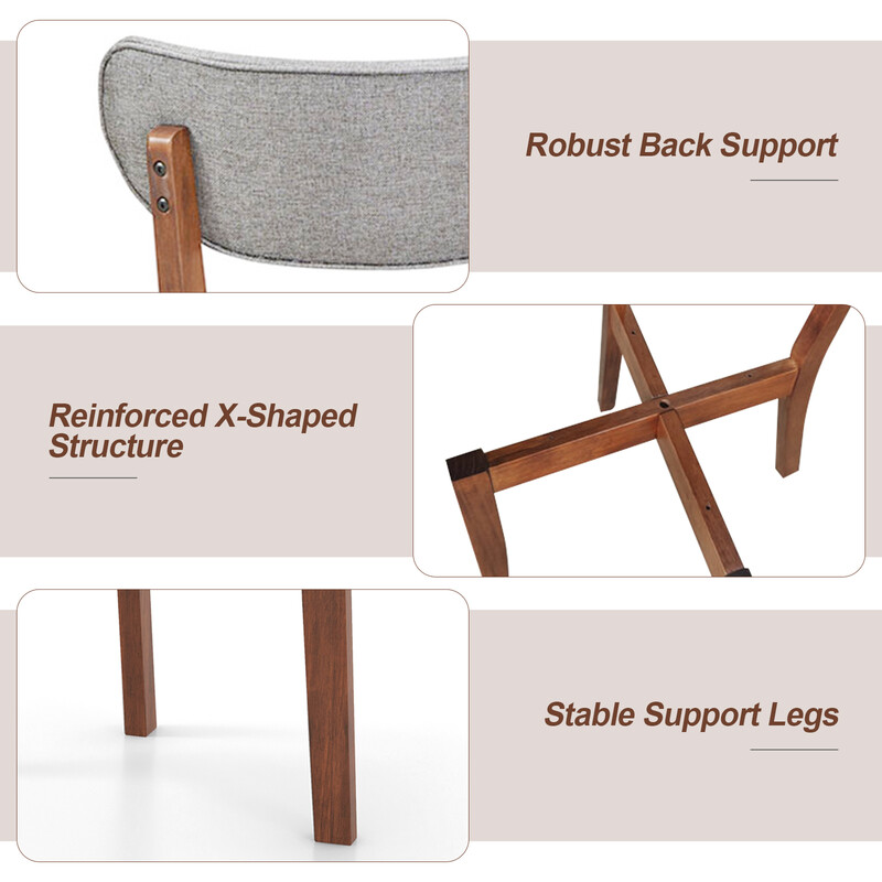 2-pack eleganta och ergonomiska grå matstolar med ryggstöd och gummityä-stomme