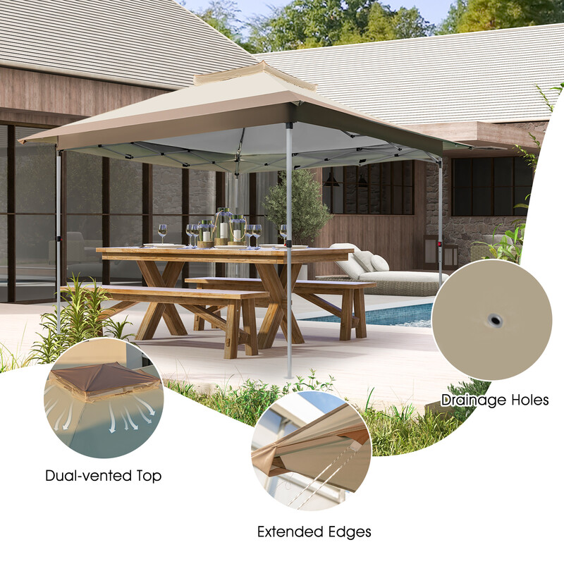 Paviljong 3,6x3,6m med dubbeltak, vattentät, stabil, UV-skydd 50+, vintertålig