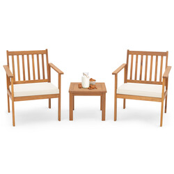 3-delat terrassmöbelset i akacieträ med 2 stolar och kaffebord