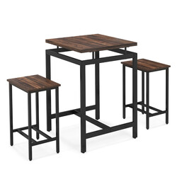 Rustikt barbord med två stolar i industriell stil för kök och vardagsrum