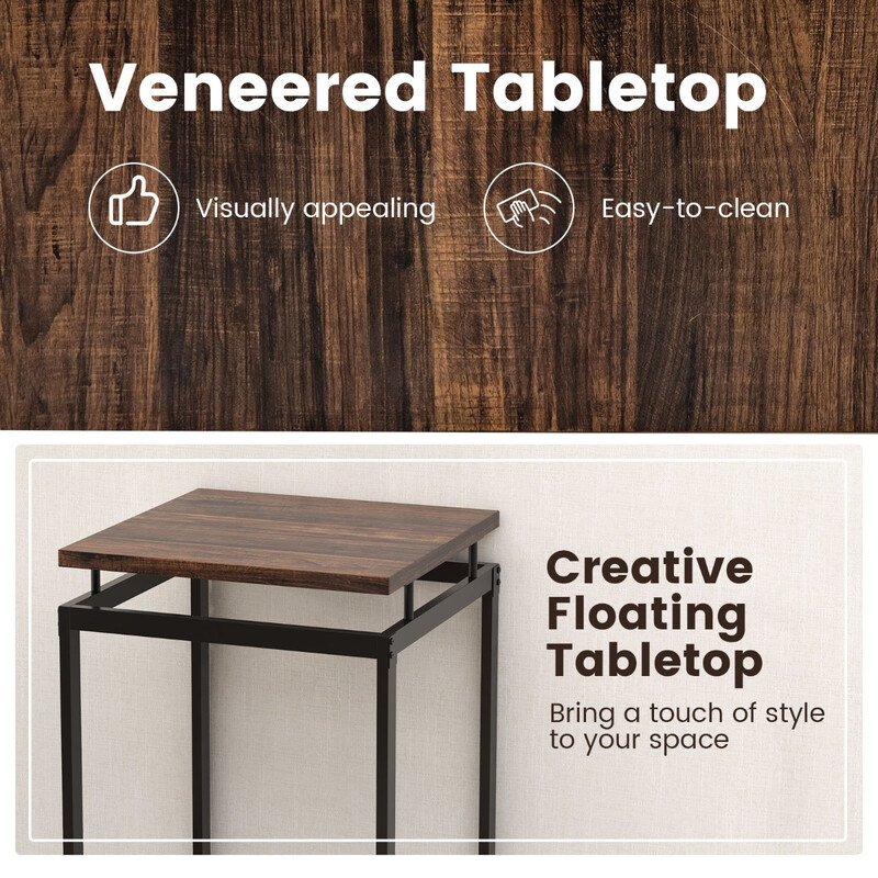 Rustikt barbord med två stolar i industriell stil för kök och vardagsrum