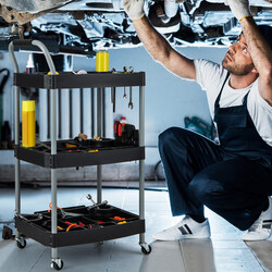 Verktygsvagn med tre nivåer och separata fack för effektiv förvaring och organisering