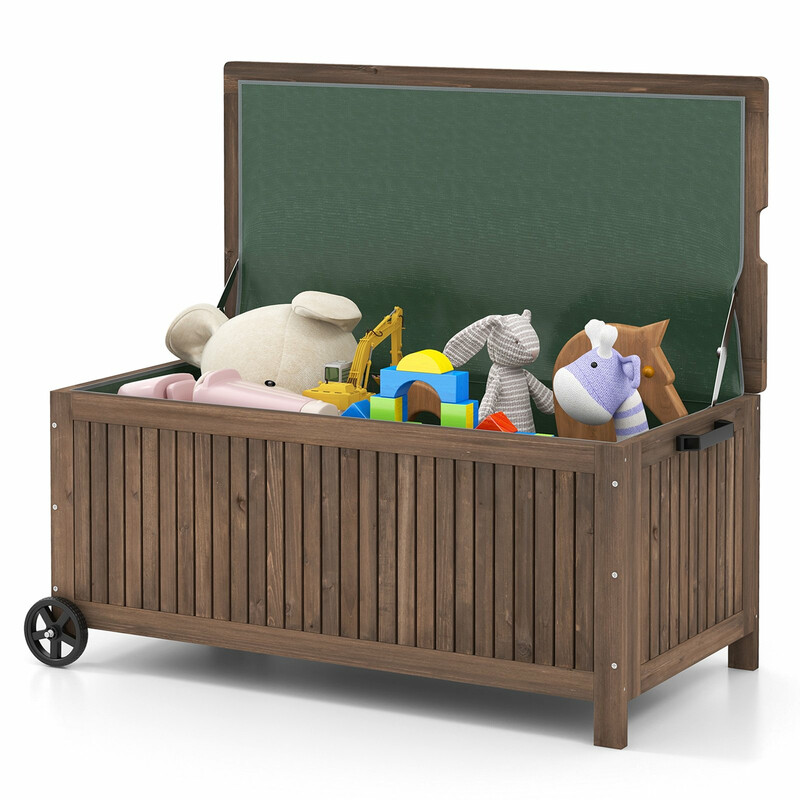 Trädgårdslåda i trä 213 L med hjul och vattentätt foder brun