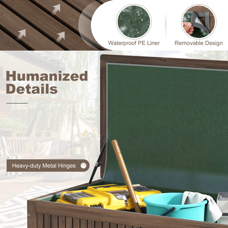 Trädgårdslåda i trä 213 L med hjul och vattentätt foder brun