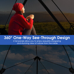Pop up-tält för 2-3 personer med 360° genomskinlig design, grå, 225 x 145 x 161 cm
