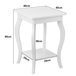 Sidobord med svängda ben och två hyllor för vardagsrum vit