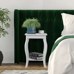 Sidobord med svängda ben och två hyllor för vardagsrum vit