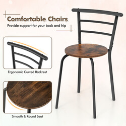 Matgrupp i vintagebrun med bord och 2 stolar för små utrymmen