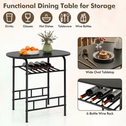 Matgrupp med bord och 2 stolar för små utrymmen, svart och brun