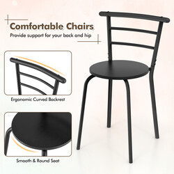 Matgrupp med bord och 2 stolar för små utrymmen, svart och brun