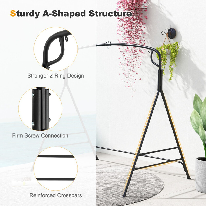 Gungställning i metall med extra sidostänger och 2-ringsdesign 170 x 118 x 165 cm