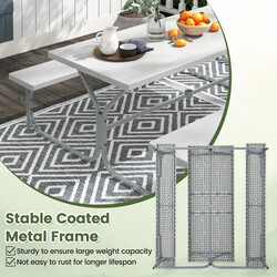 Picknickset med väderbeständig HDPE-bordsskiva och parasollhål, 183 cm, grå