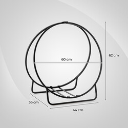 Kraftig och stilren vedhållare i metall med hög bärkapacitet för inomhus- och utomhusbruk