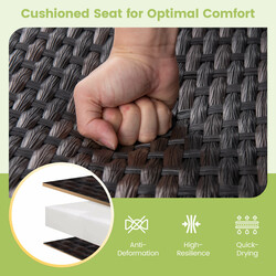 Gungstol i brun PE-rotting för trädgård och balkong med stabil metallram