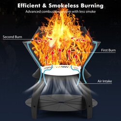 Rökfri eldstad med grythållare och bränslehylla, svart, 50 x 58 cm