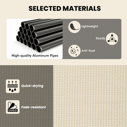 2-i-1 solstol och gungstol med justerbart ryggstöd och böjda armstöd beige