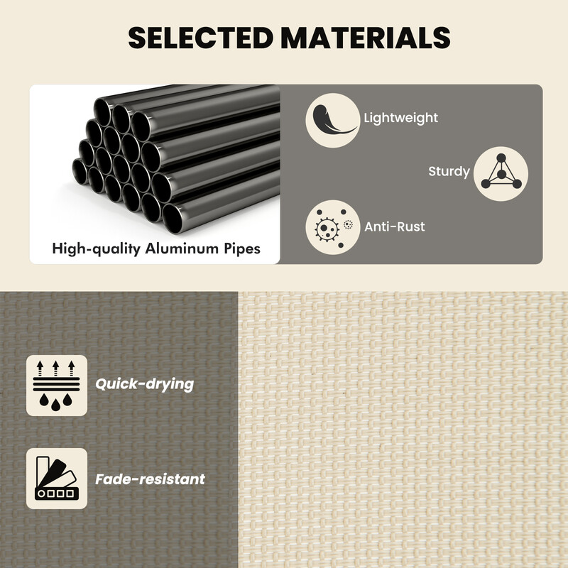 2-i-1 solstol och gungstol med justerbart ryggstöd och böjda armstöd beige