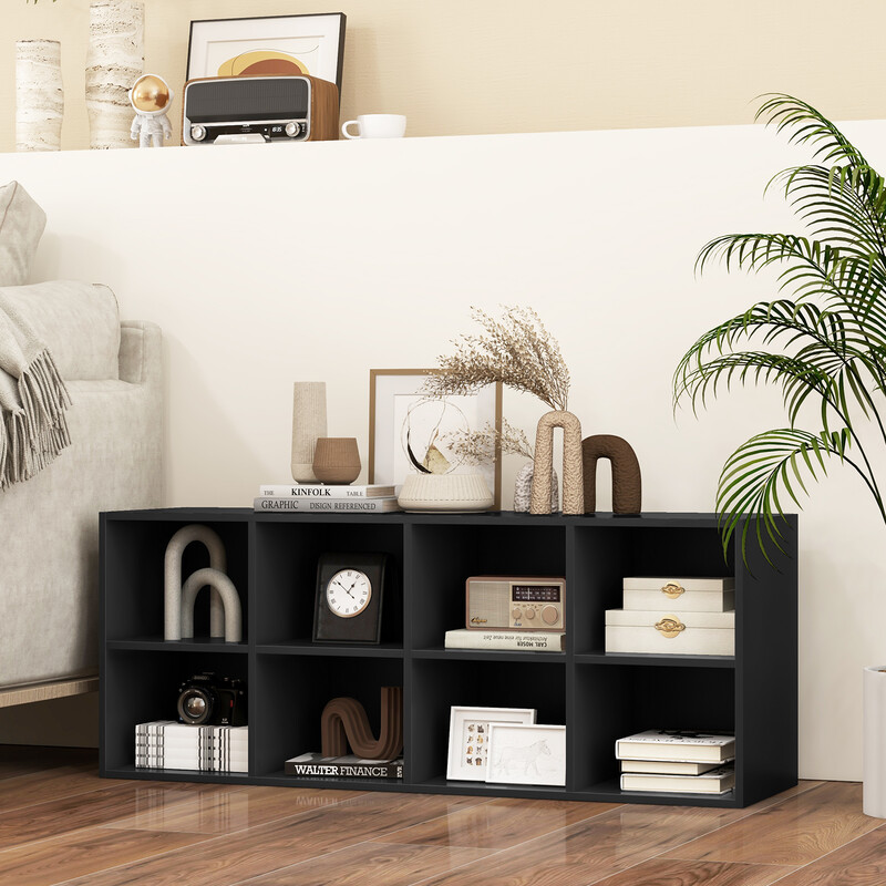 Svart skobänk med sittplats och 8 fack, hållbar upp till 230 kg