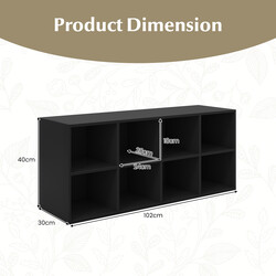 Svart skobänk med sittplats och 8 fack, hållbar upp till 230 kg