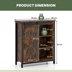 Köksförvaringsskåp i lantlig stil med skjutdörr och justerbara hyllor