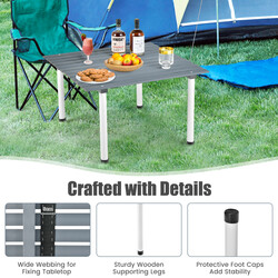 Hopfällbart campingbord med bärväska för strand, picknick och fiske i grått