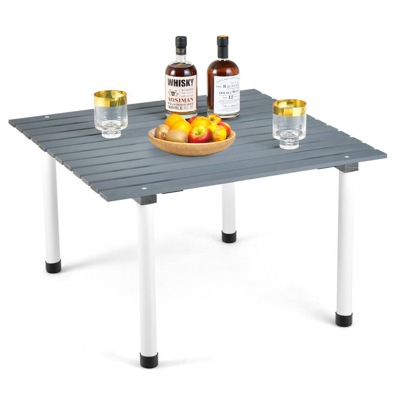 Hopfällbart campingbord med bärväska för strand, picknick och fiske i grått