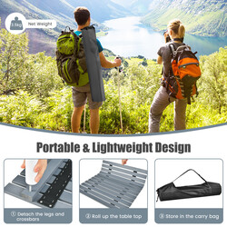 Hopfällbart campingbord med bärväska för strand, picknick och fiske i grått