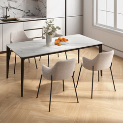 2-pack ergonomiska matstolar med böjt ryggstöd och armstöd i beige