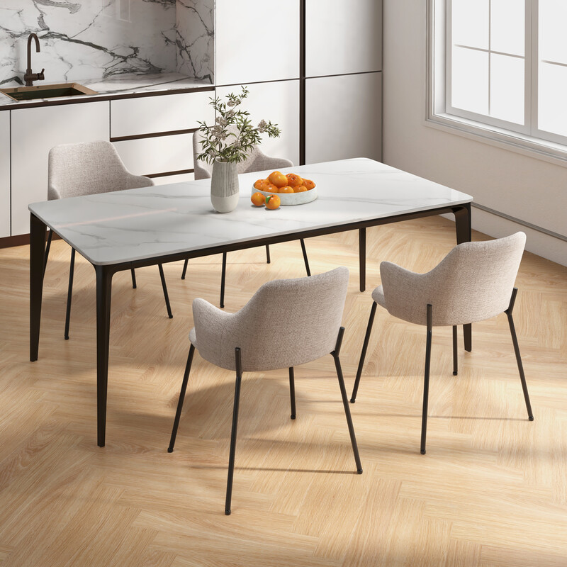 2-pack ergonomiska matstolar med böjt ryggstöd och armstöd i beige