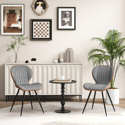 2-pack ergonomiska matstolar med svängt ryggstöd och grå tygklädsel