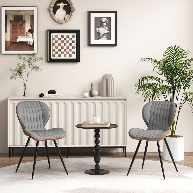 2-pack ergonomiska matstolar med svängt ryggstöd och grå tygklädsel