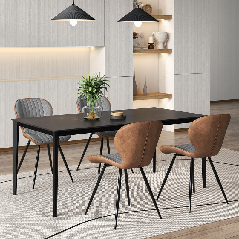 2-pack ergonomiska matstolar med svängt ryggstöd och grå tygklädsel