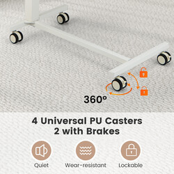 Höj- och sänkbart rosa laptoptbord med hjul för flexibel arbetsyta 74–108 cm