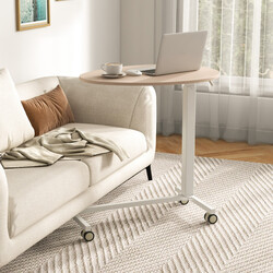 Höj- och sänkbart rosa laptoptbord med hjul för flexibel arbetsyta 74–108 cm