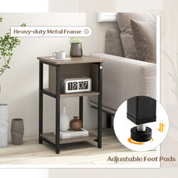 2-pack sängbord med justerbara fötter och förvaringshyllor i modern design 34 x 30 x 58,5 cm