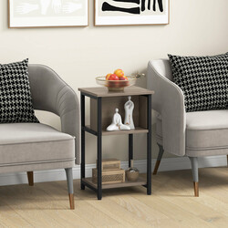 grått sidobord med tre nivåer