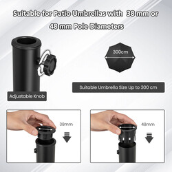 Parasollstativ 23 kg med hjul och handtag för 38/48 mm stänger