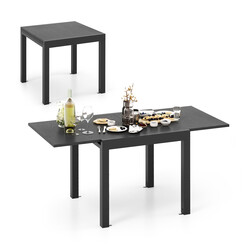 Utdragbart grått matbord i aluminium för trädgård och uteplats