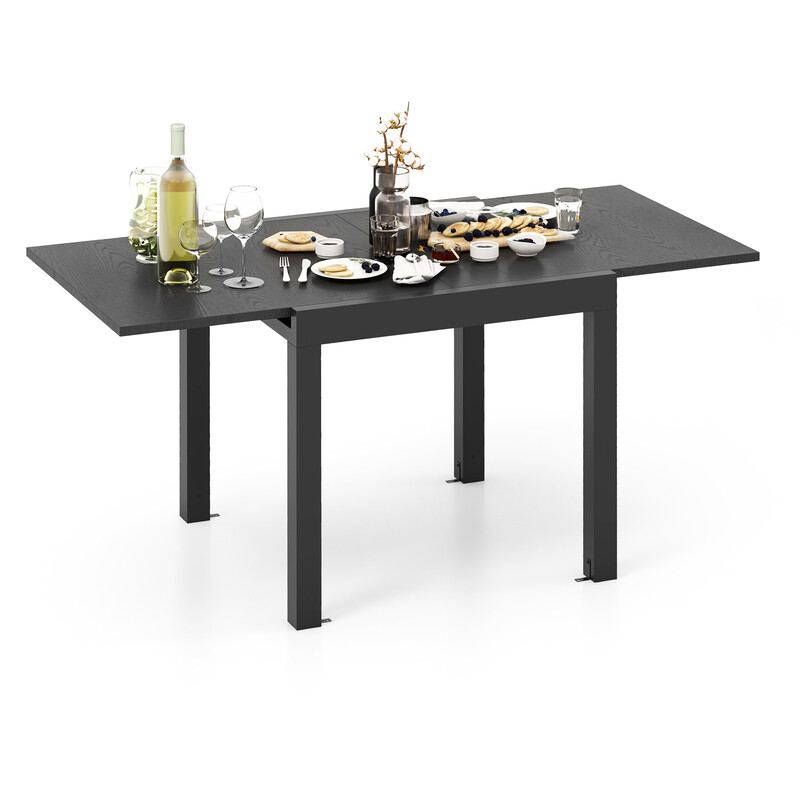 Utdragbart grått matbord i aluminium för trädgård och uteplats, väderbeständigt och stabilt