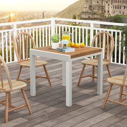 Utdragbart matbord i aluminium för trädgård och uteplats, väderbeständigt och stilrent designat.