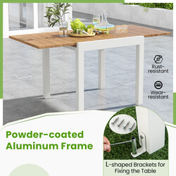 Utdragbart matbord i aluminium för trädgård och uteplats, väderbeständigt och stilrent designat.