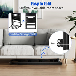 2-i-1 hopfällbar handvagn och stege med metallkonstruktion och svängbara hjul svart