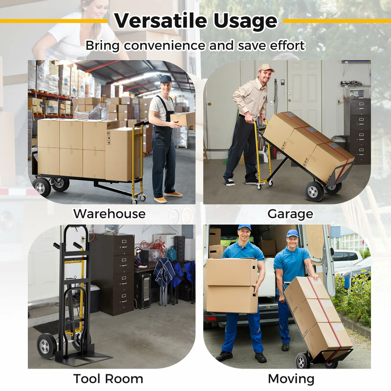 3-i-1 transportvagn med 4 gummihjul och fästlina, lastkapacitet upp till 450 kg