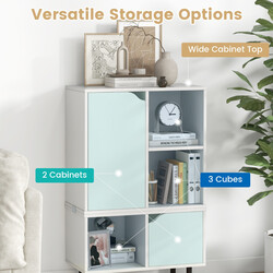 Stapelbar bokhylla med 2 dörrar och 5 fack, vit, 60 x 30 x 96,5 cm