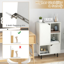 Stapelbar bokhylla med 2 dörrar och 5 fack, vit, 60 x 30 x 96,5 cm