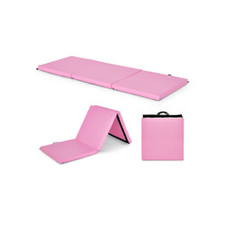 Vikbar gymnastikmatta med handtag och halkfri yta 180 x 60 x 5 cm rosa